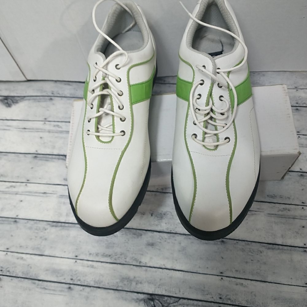 Callaway Women's Sport Thin Saddle Leather Golf Shoes 8.5 White Green . - Picture 9 of 9